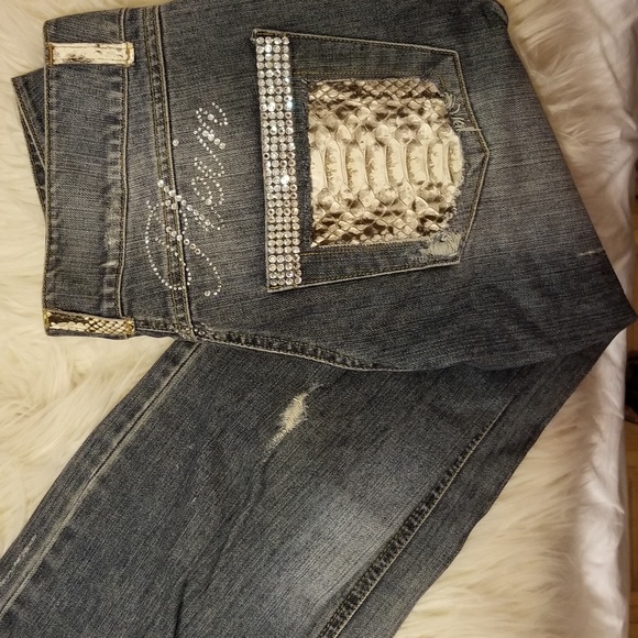 Designer Phillip Plein Blue Python Jean's - Picture 6 of 6